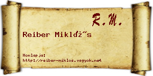 Reiber Miklós névjegykártya